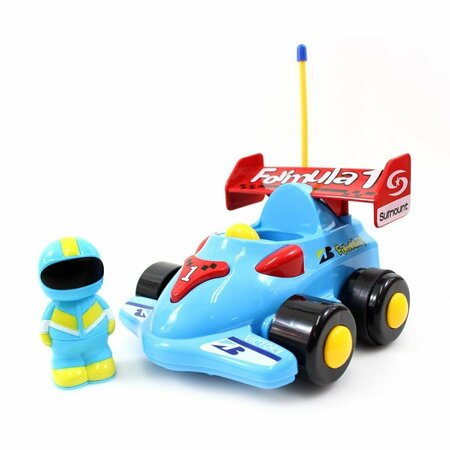 STRATEGY AGON 4 in. Cartoon Formula Race Remote Control Car Toy for Toddlers Blue ST3493800